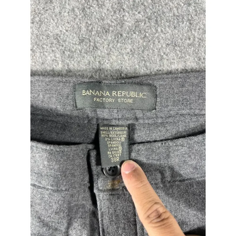 Banana Republic Wool Dress Pants Mens 38 Gray Fatigue Pocket Wide Leg Minimalist